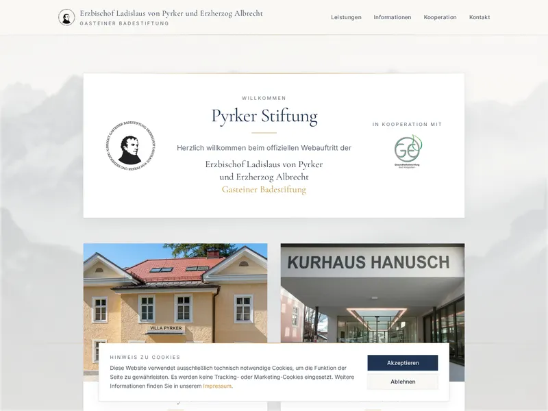 Screenshot der Website Pyrkerstiftung